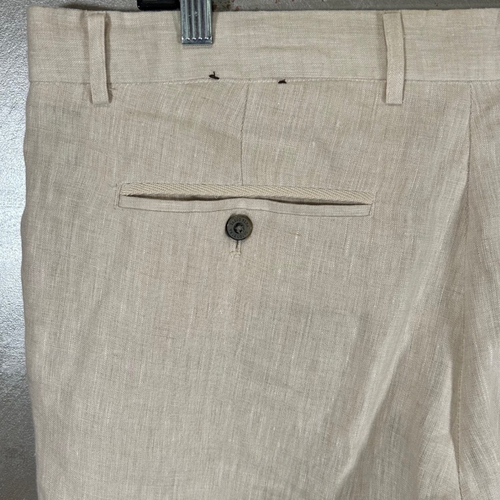 Tasso Elba Island Mens 36x32 Linen Pants Beige Flat Front Beach Trousers Resort - Picture 8 of 9